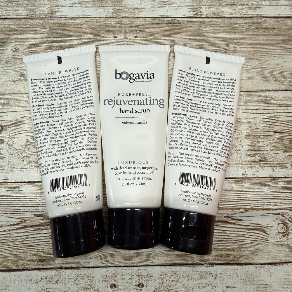 3x Bogavia Pure + Fresh Rejuventating Hand Scrub  Valencia Vanilla 2.5 Fl Oz New